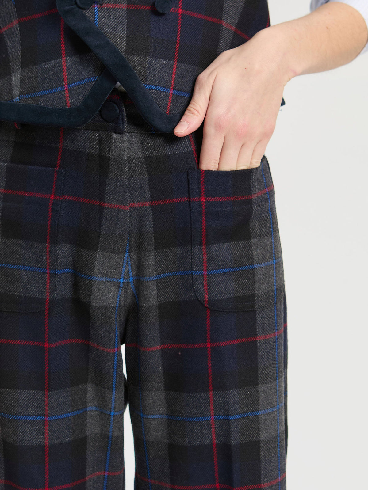 Vilagallo Tartan Check Trousers in Grey
