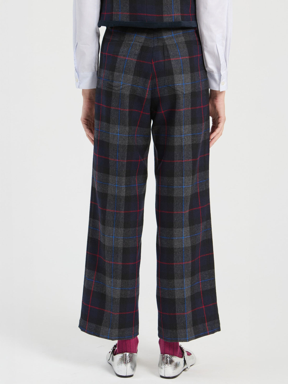 Vilagallo Tartan Check Trousers in Grey