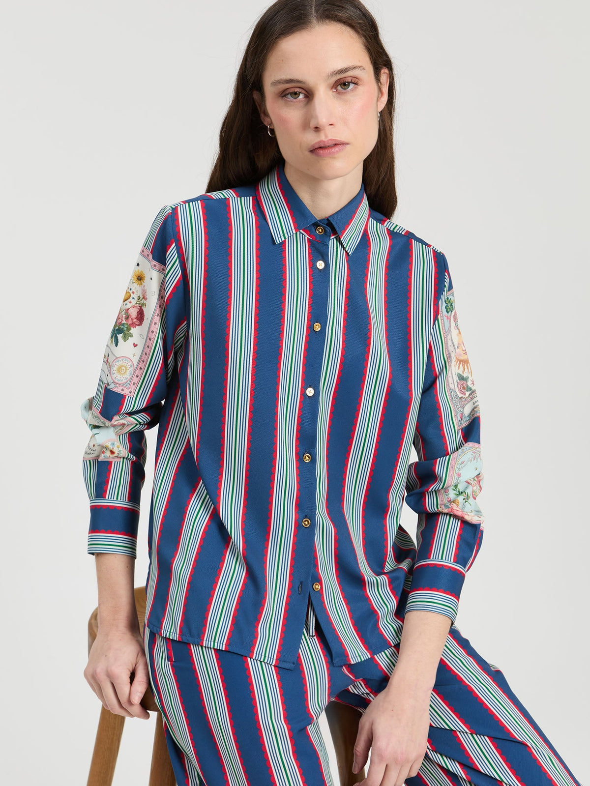 Vilagallo Madrid Print Striped Shirt