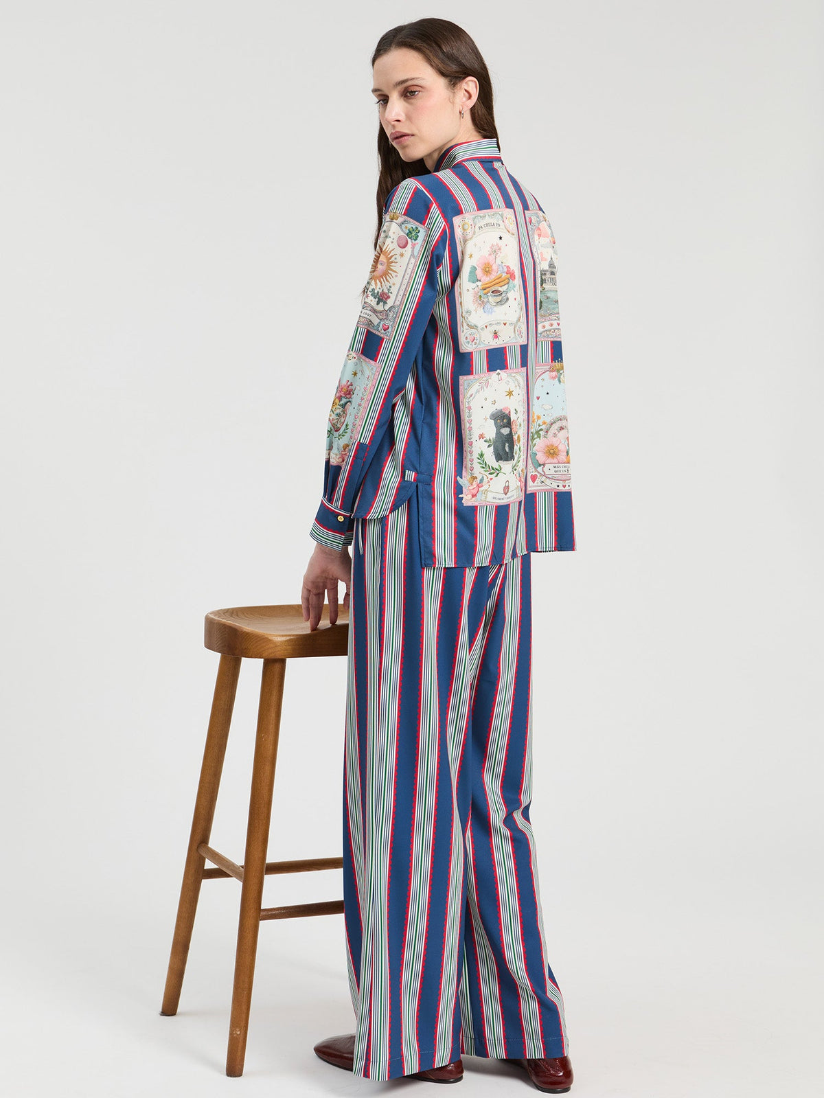 Vilagallo Madrid Print Striped Shirt