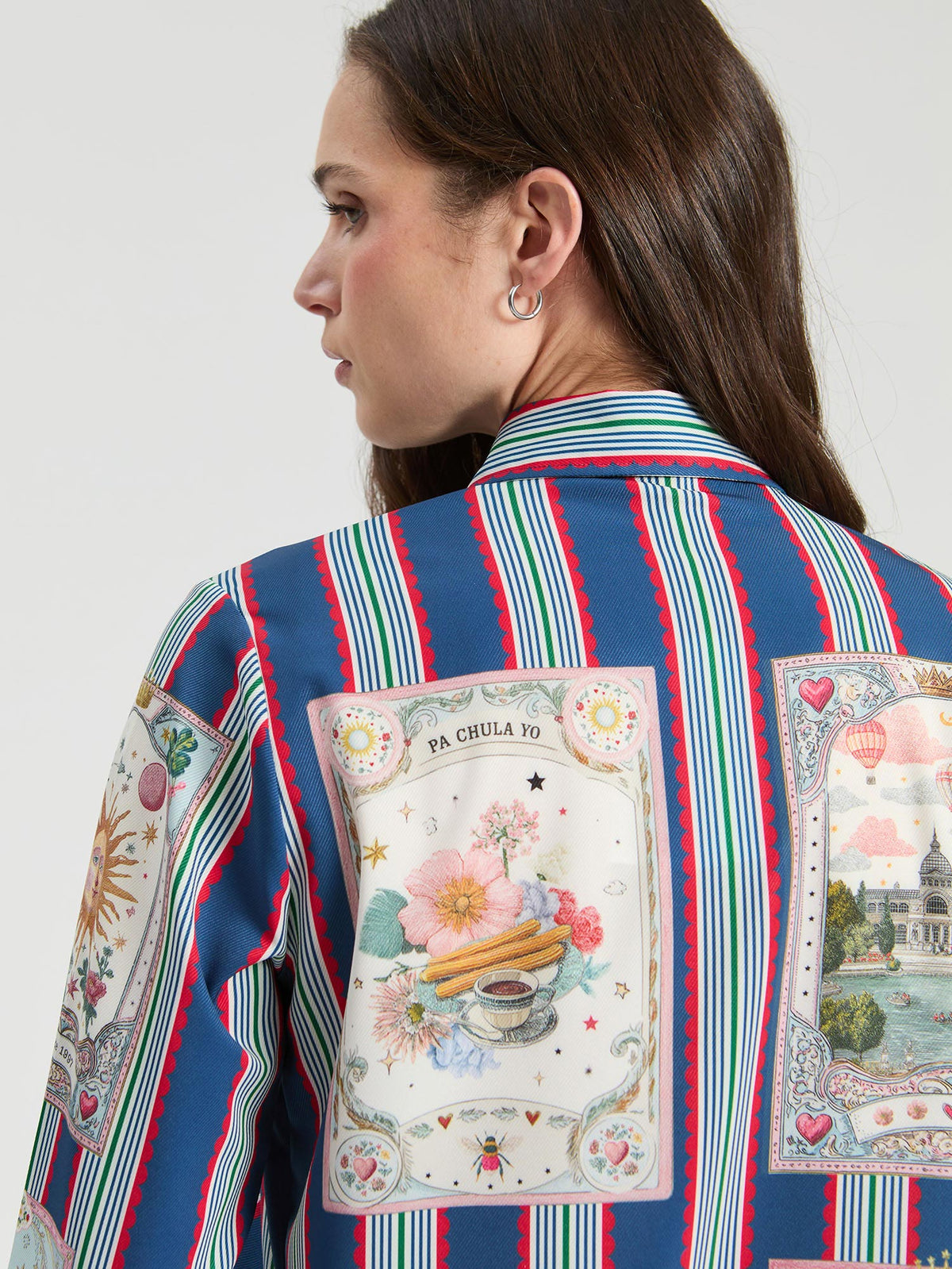 Vilagallo Madrid Print Striped Shirt