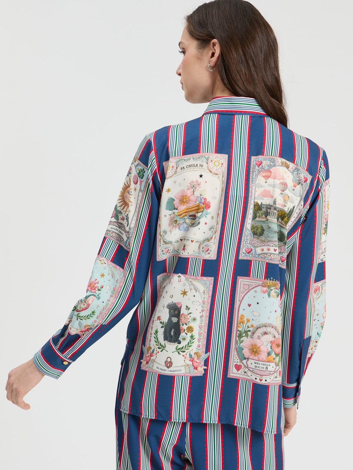 Vilagallo Madrid Print Striped Shirt