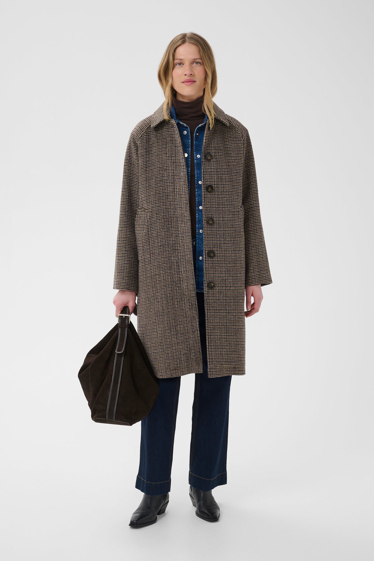 Part Two Catherin Houndstooth Coat in Brown