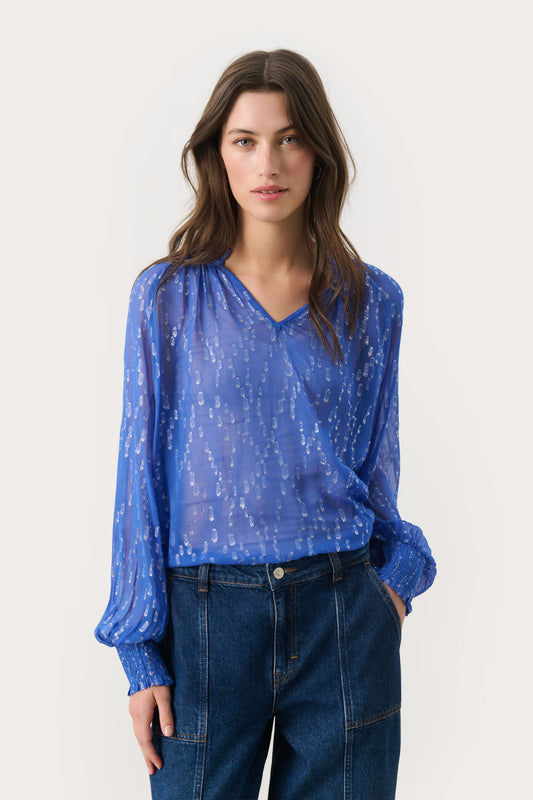 Part Two Teia Blouse in Blue Lurex