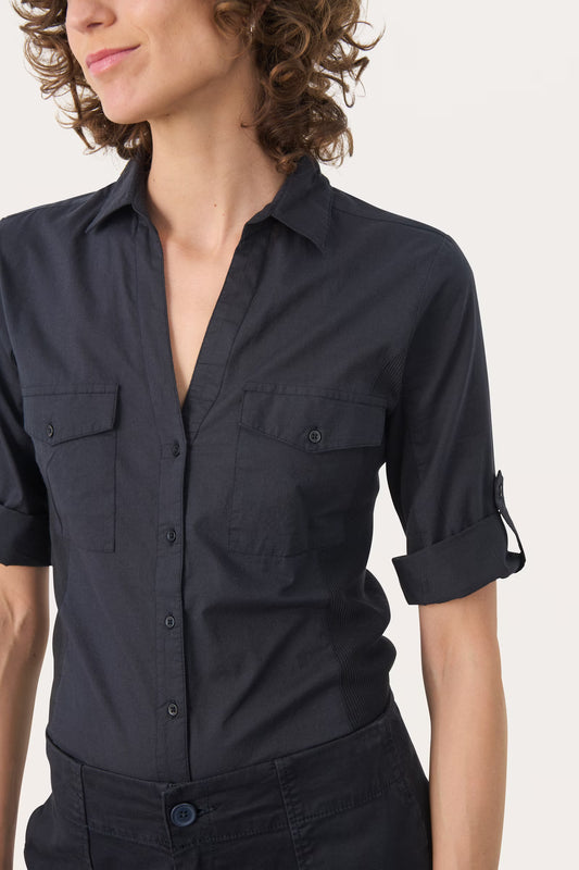 Part Two Cotrnia 3/4 Shirt in Navy