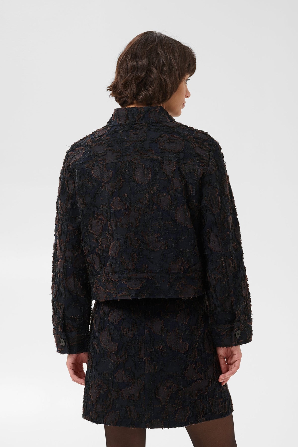 Part Two Cerin Cropped Jacquard Jacket in Black