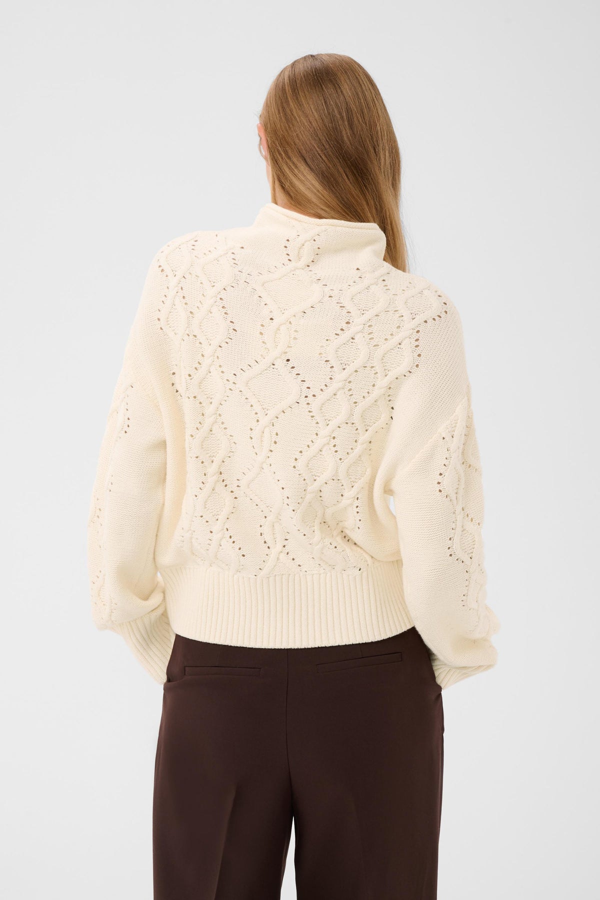 Part Two Charnel Cable Knit Jumper in Whitecap Grey