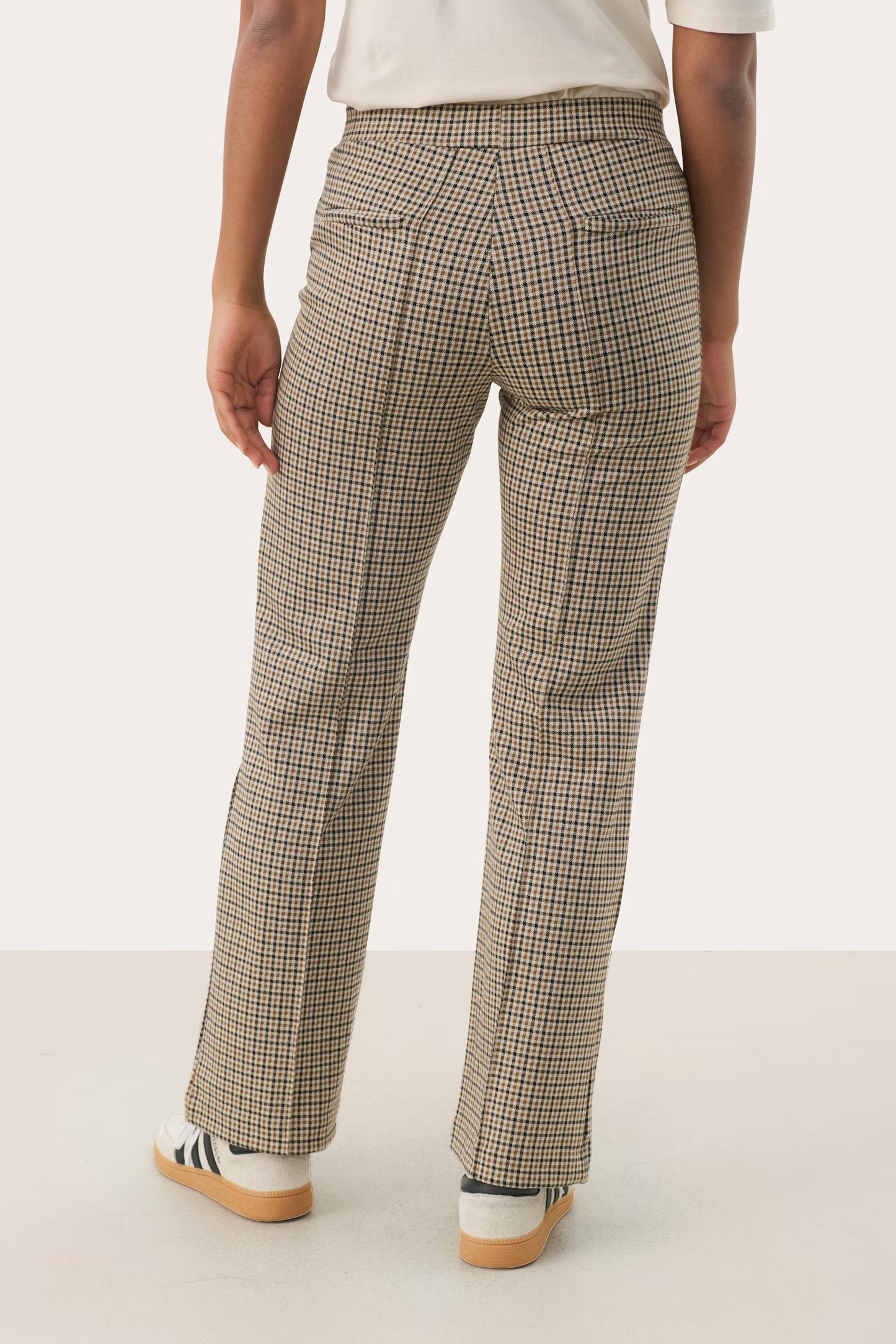 Part Two Pontas Check Trousers in Toasted Coconut