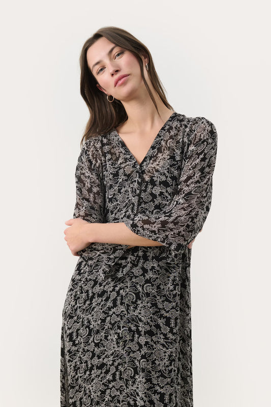 Part Two Berit Long Dress in Black Flower