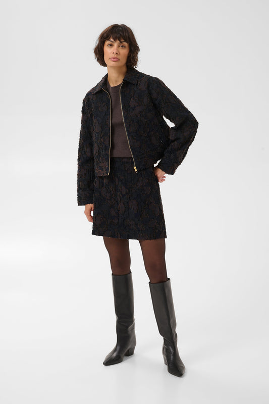Part Two Cerin Cropped Jacquard Jacket in Black
