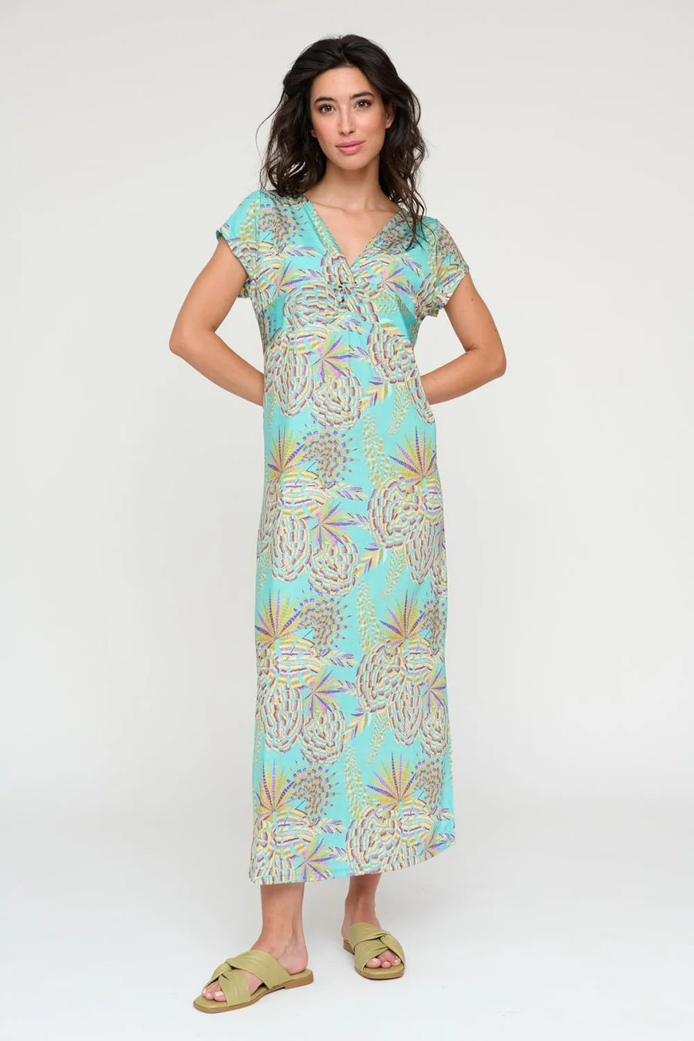 Amelina Printed Dress in Turquoise