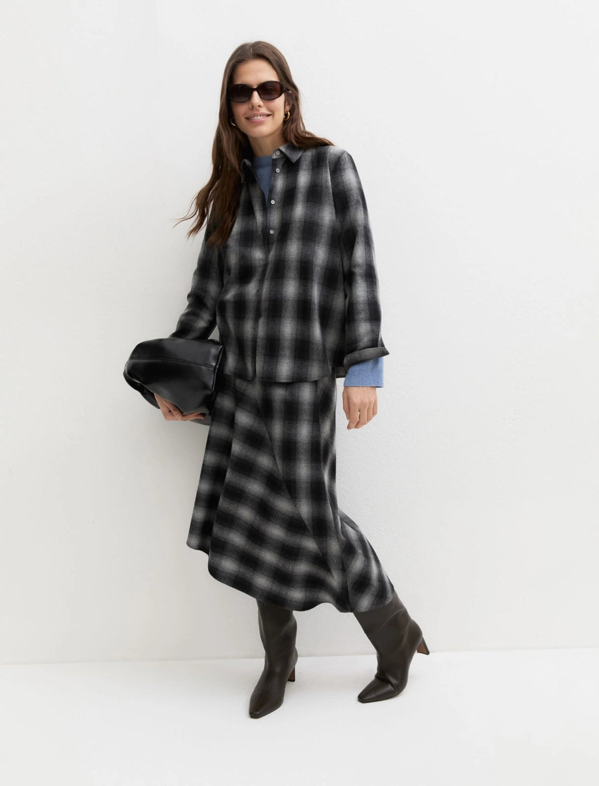 Emme Marella Flannel Skirt in Grey