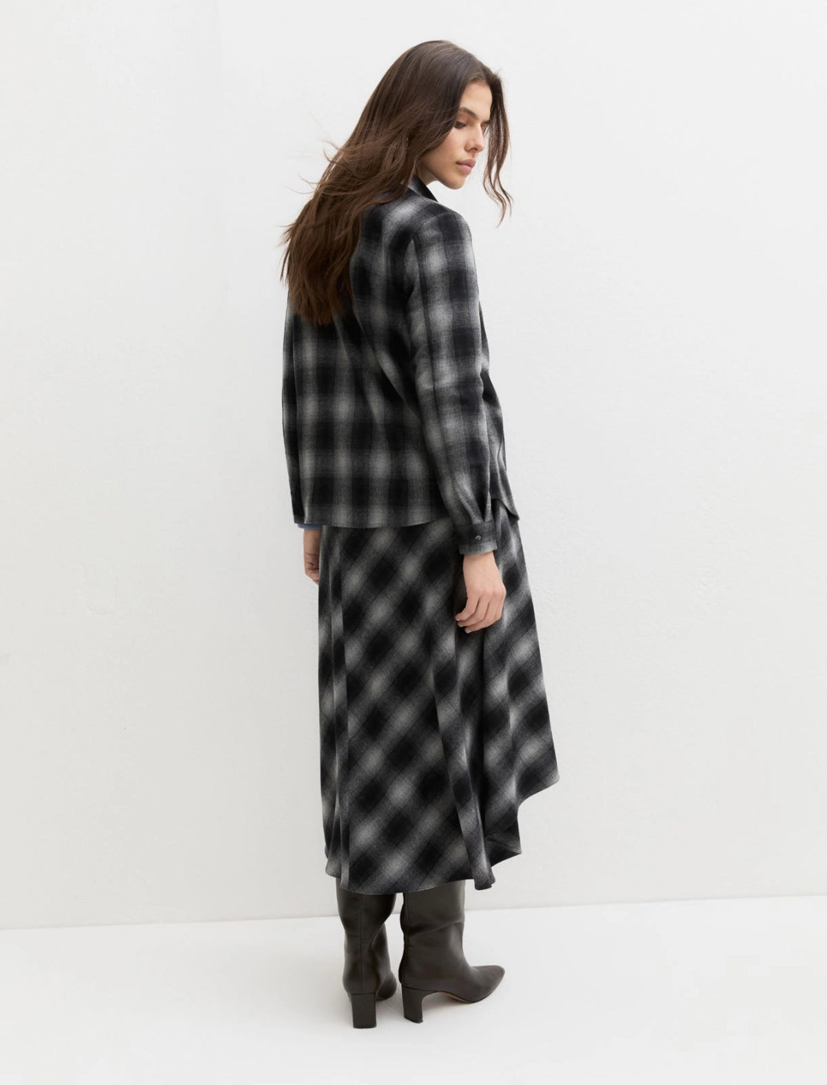 Emme Marella Flannel Skirt in Grey
