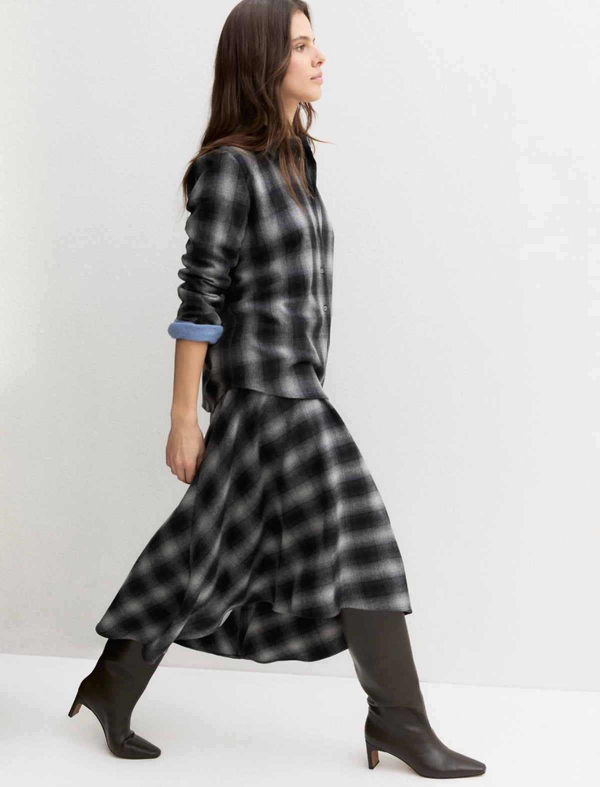 Emme Marella Flannel Skirt in Grey