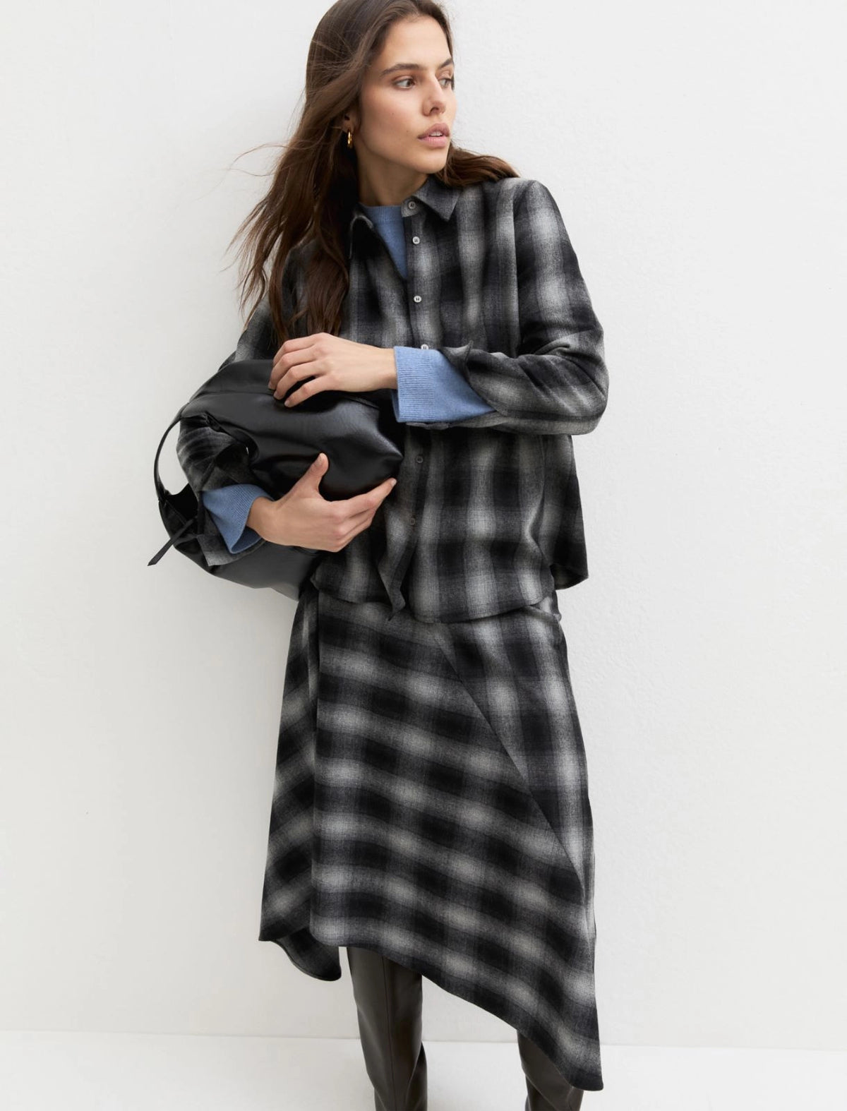 Emme Marella Flannel Skirt in Grey