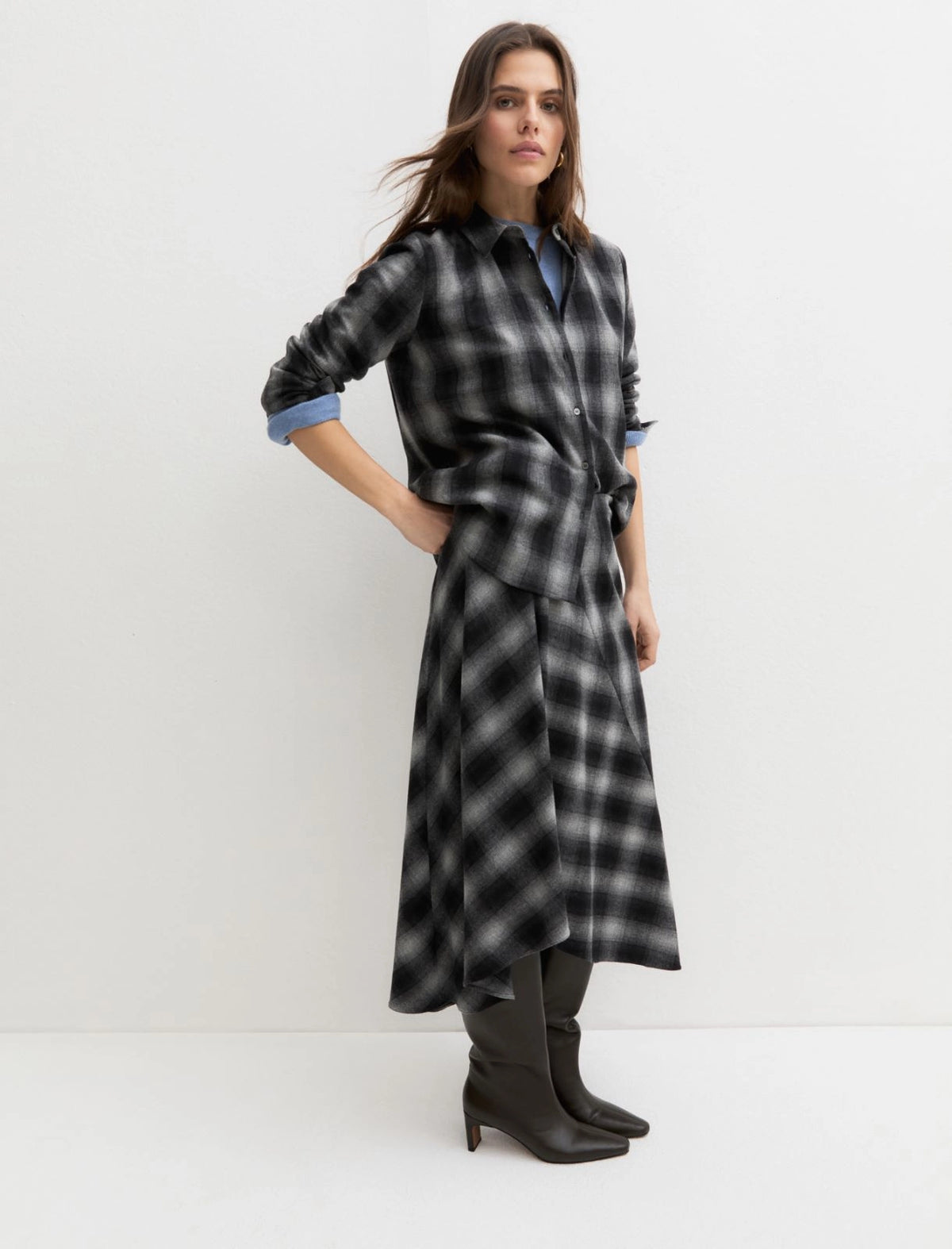 Emme Marella Flannel Skirt in Grey