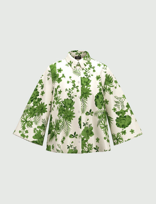 Emme Marella Tago Blouse in Green Print
