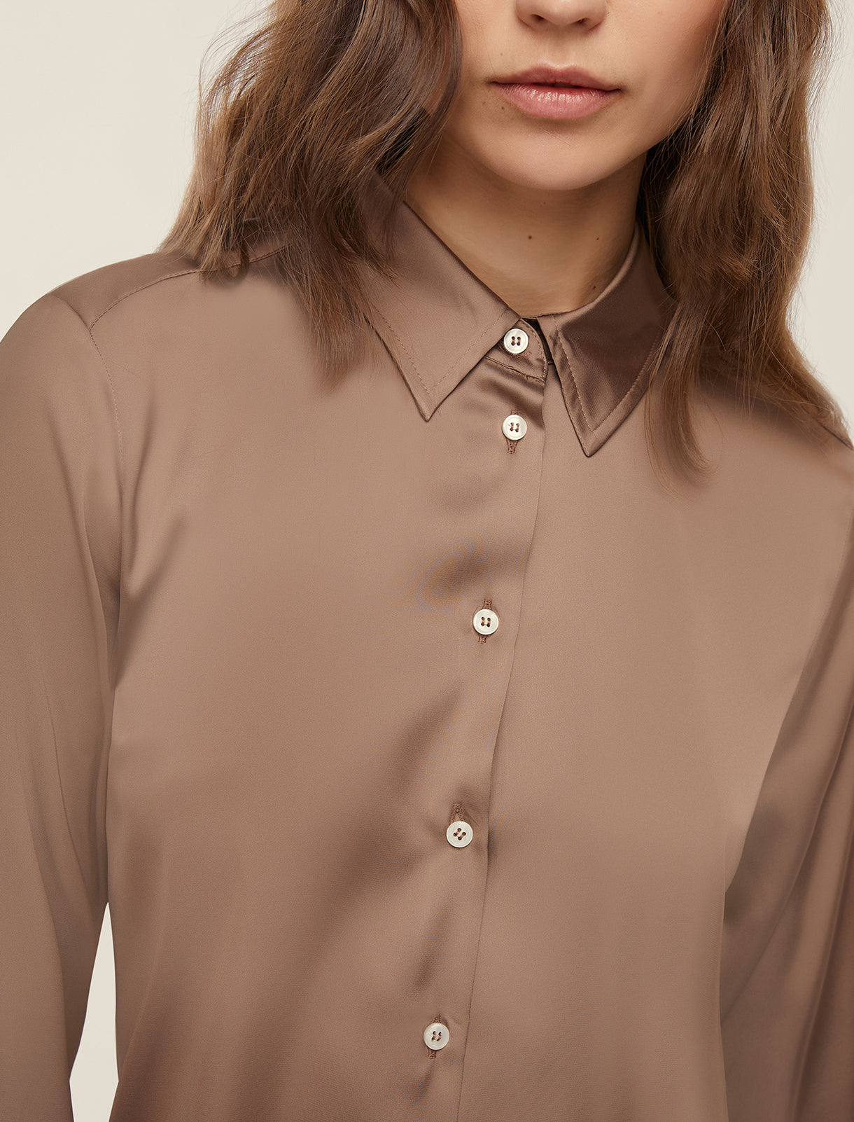 Emme Marella Naples Satin Blouse in Latte