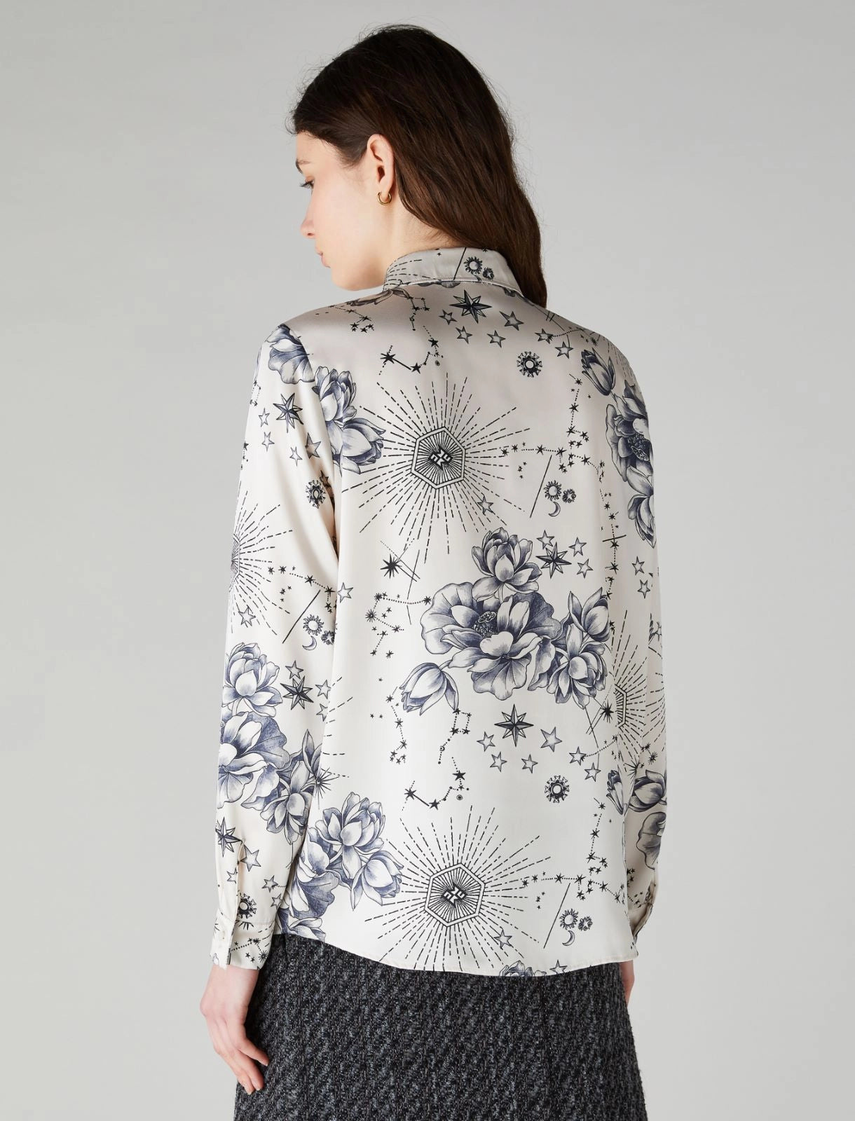 Ardea Blouse in Cream/Navy Print