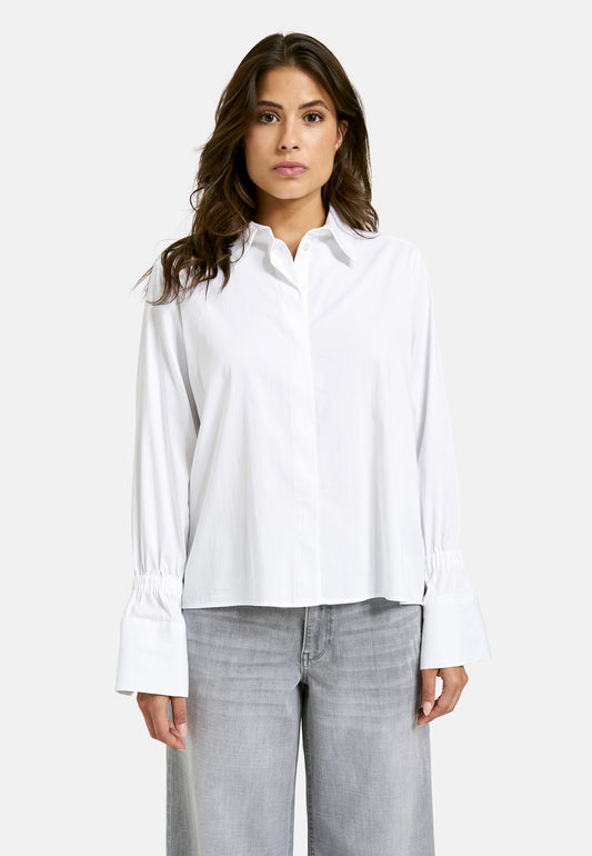 Milano Italy Cuff Detail Blouse in White