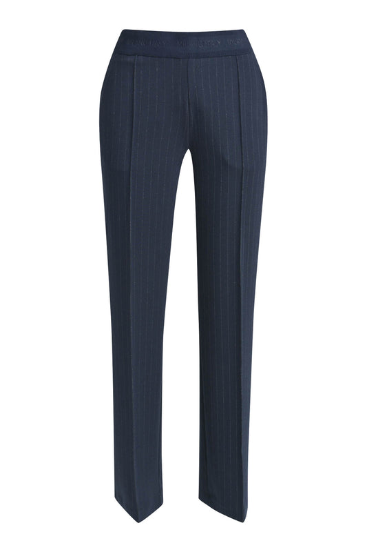 Milano Italy Straight Leg Trousers in Navy print