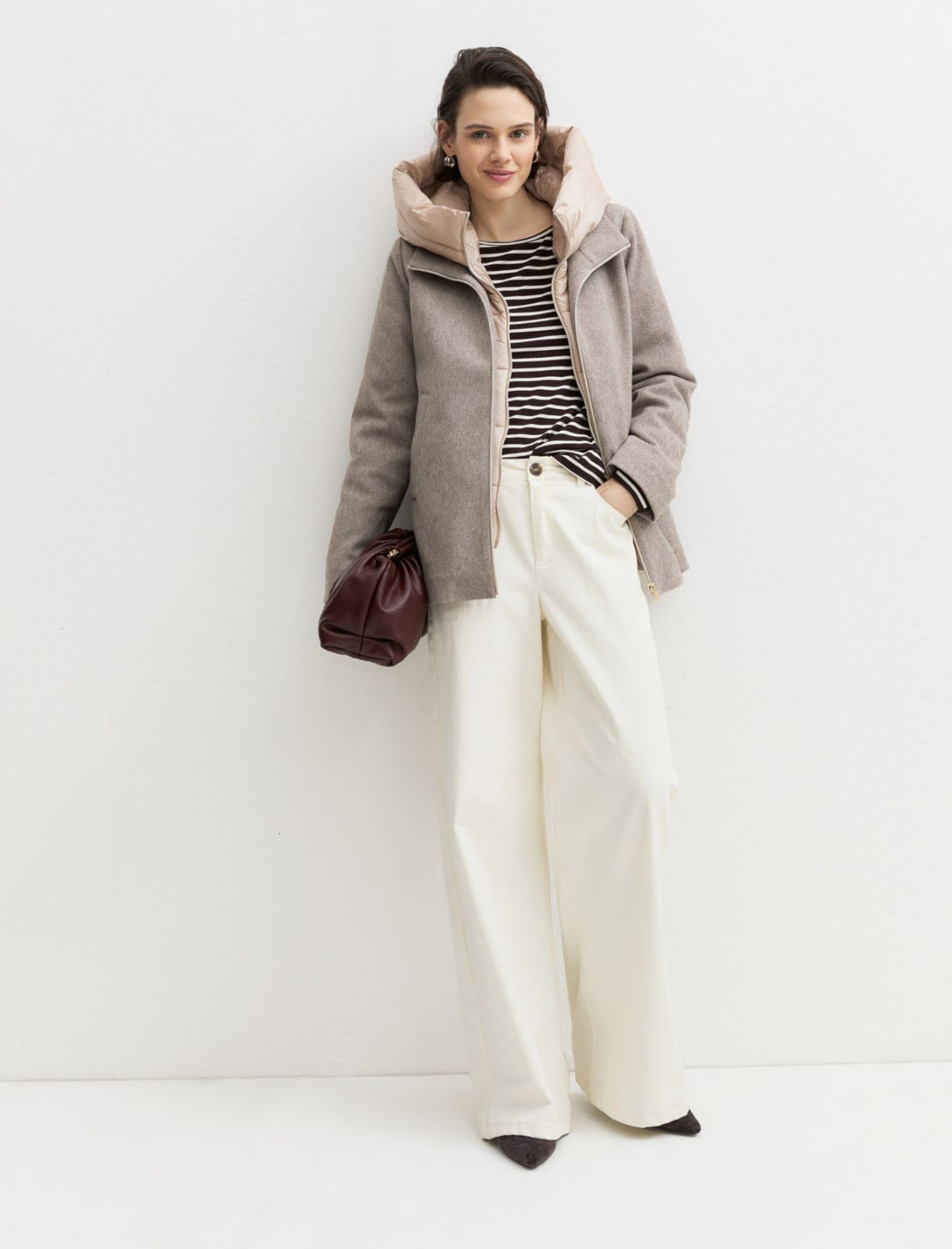 Emme Marella Padded Hooded Jacket in Greyish Green