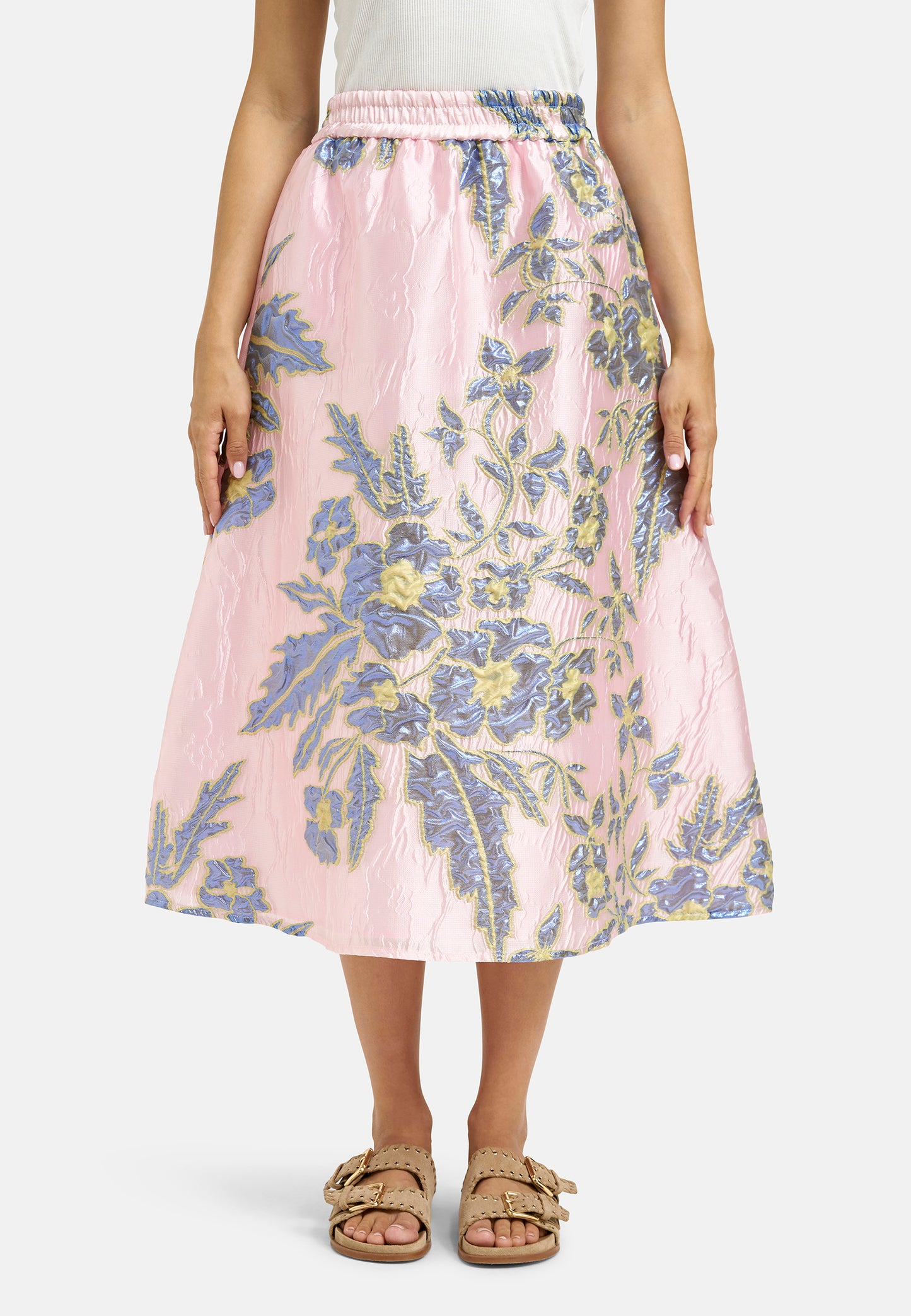Milano Italy Midi Skirt in Rose Print