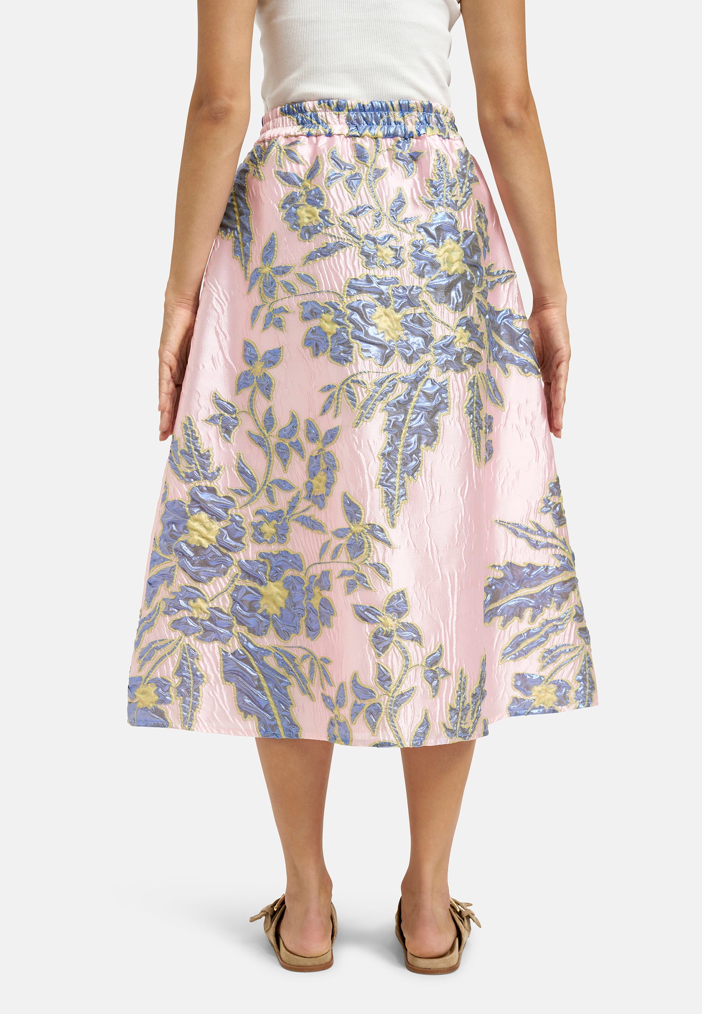 Milano Italy Midi Skirt in Rose Print
