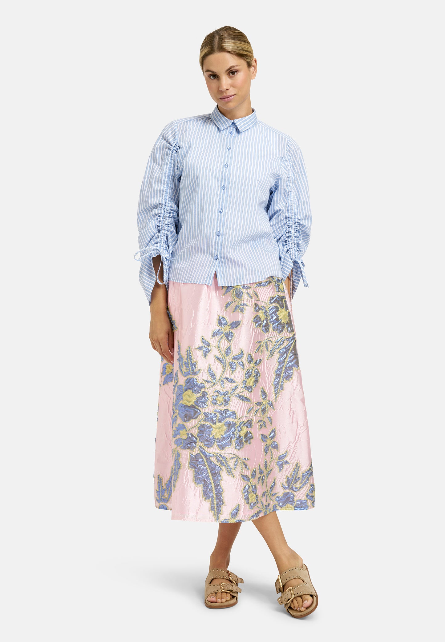 Milano Italy Midi Skirt in Rose Print