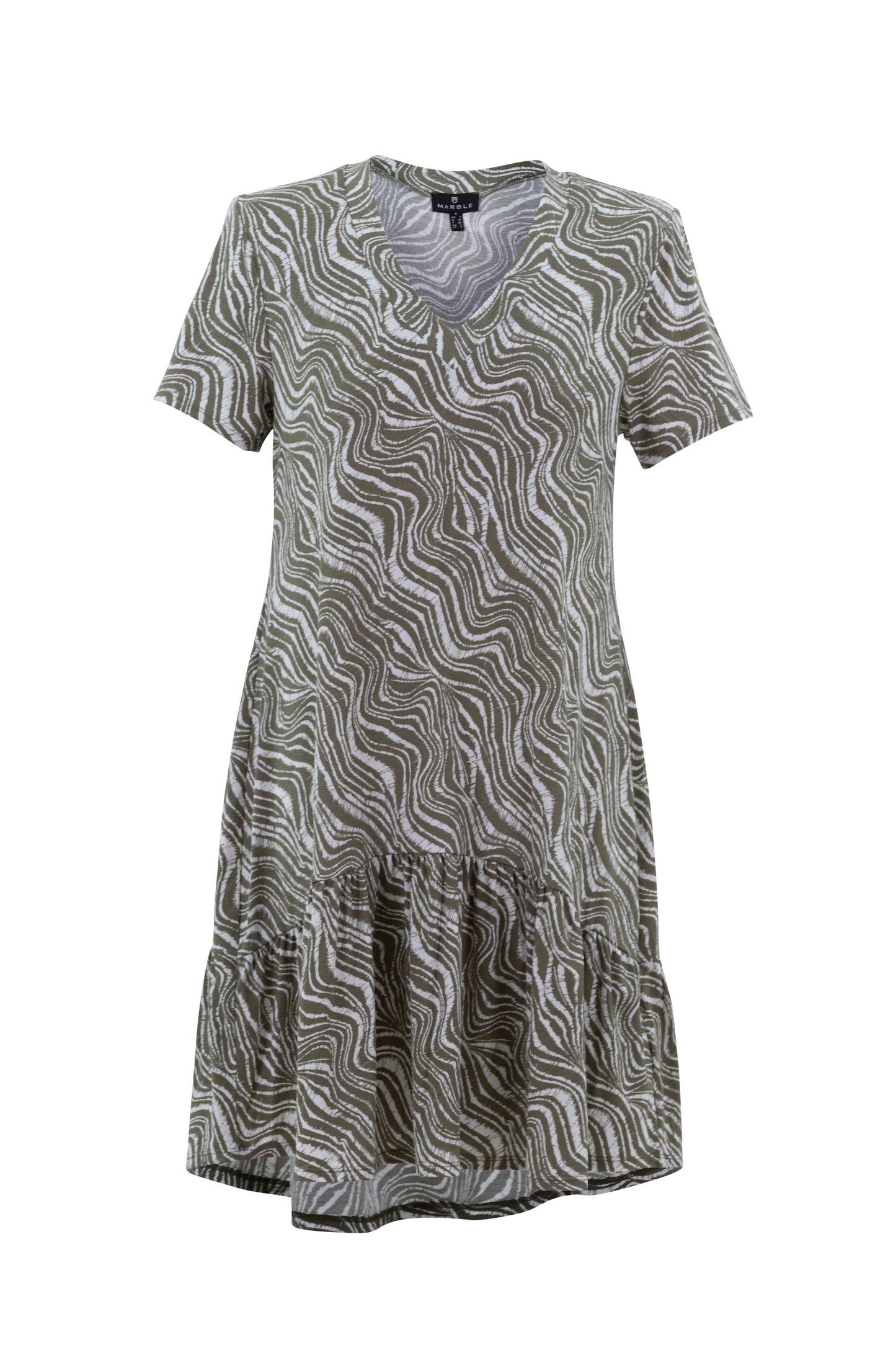 Flared T-Shirt Dress in Olive