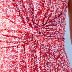 Tie Detail Dress in Floral Red