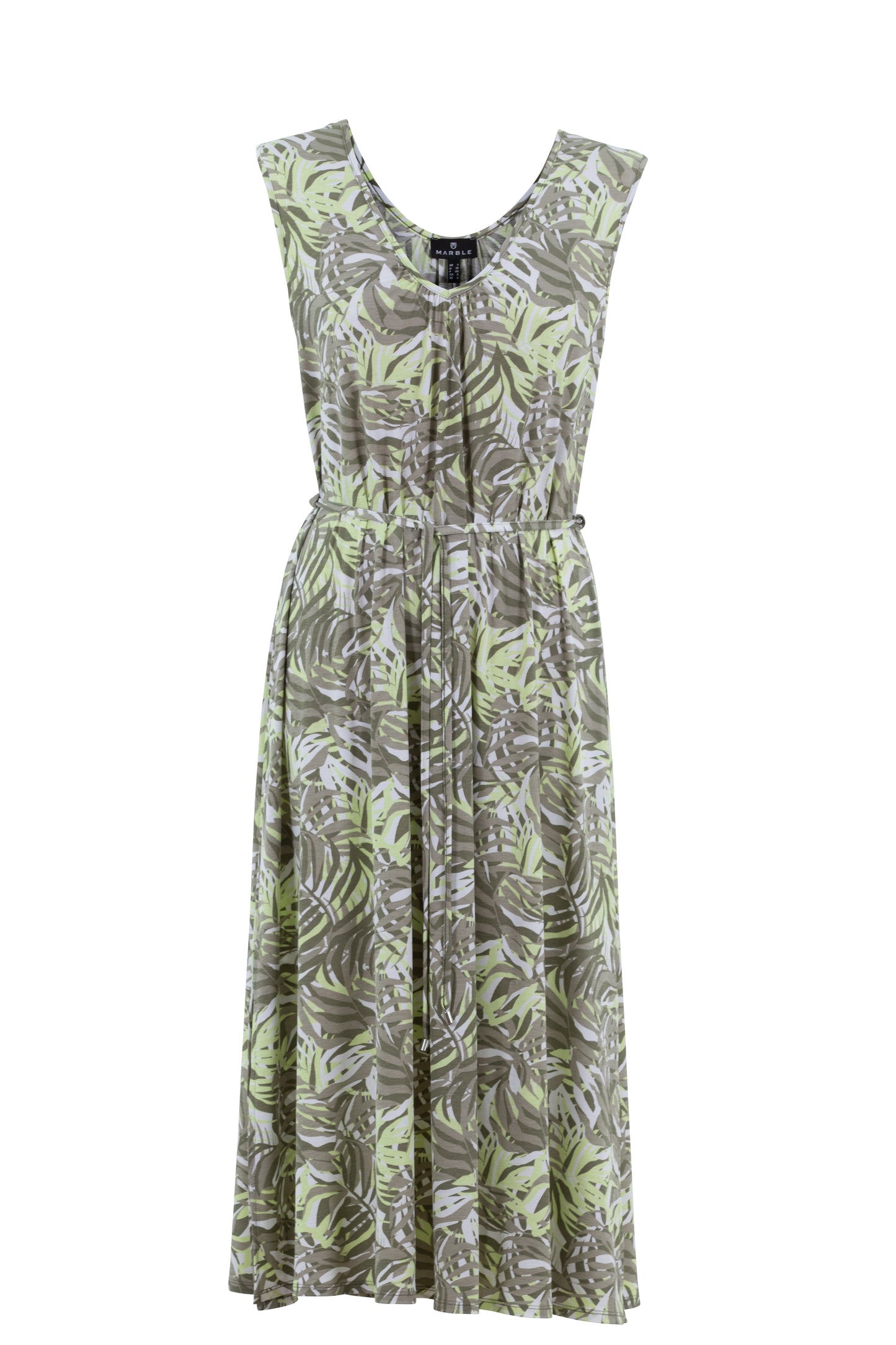 Midi-Dress in Olive Leaf Print