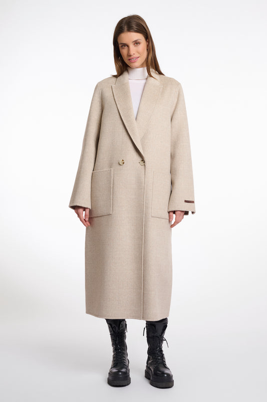 Rino & Pelle Adria Reversible Coat in Birch Check/Beige