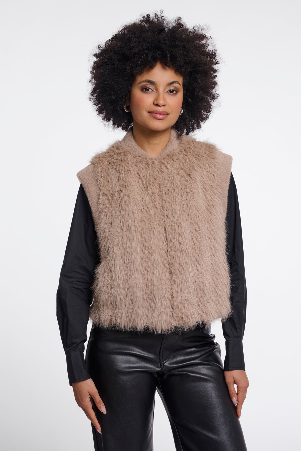 Rino & Pelle Alvita faux fur waistcoat in Oat