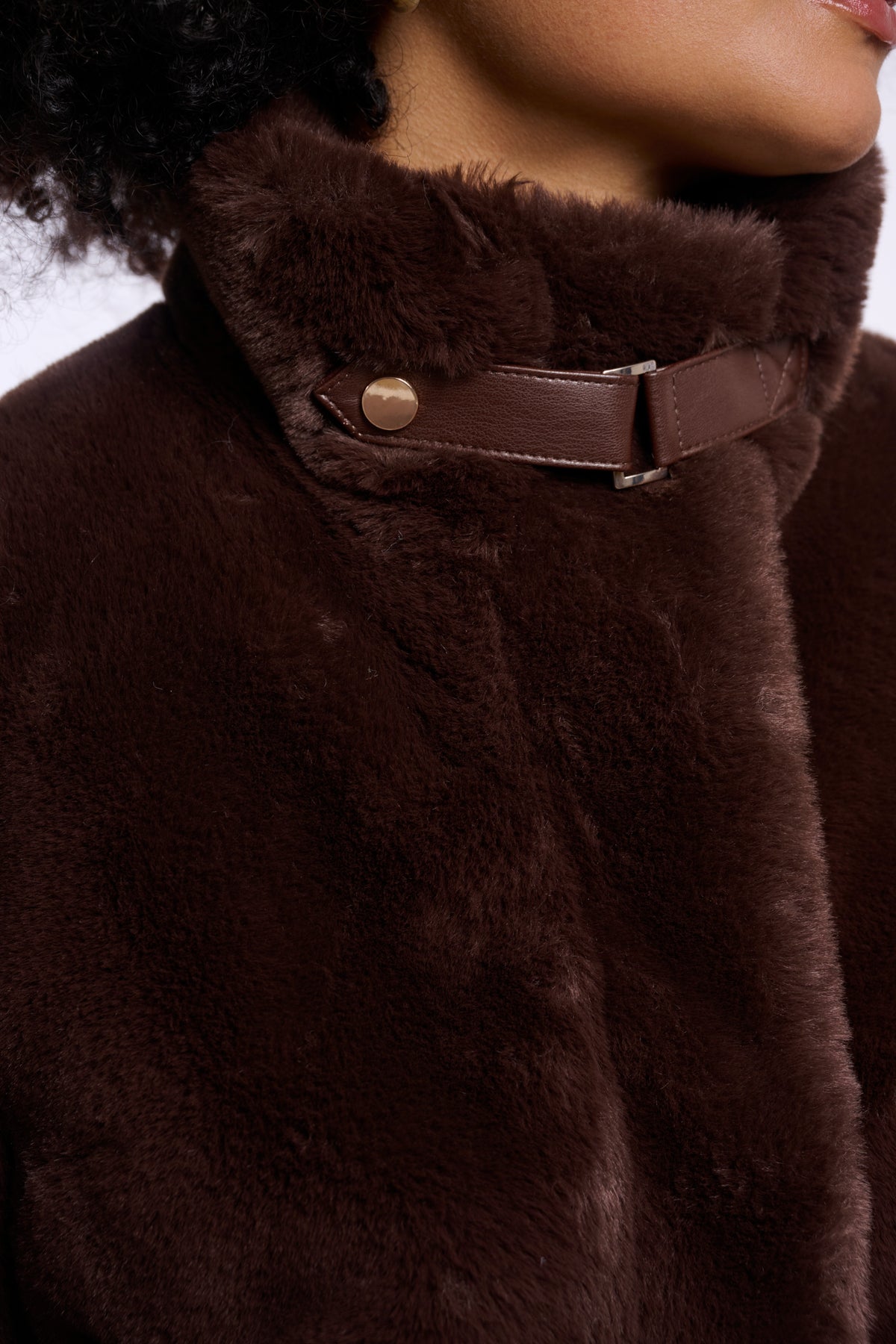 Rino & Pelle Ambra Short Faux Fur Jacket in Coffee Roast