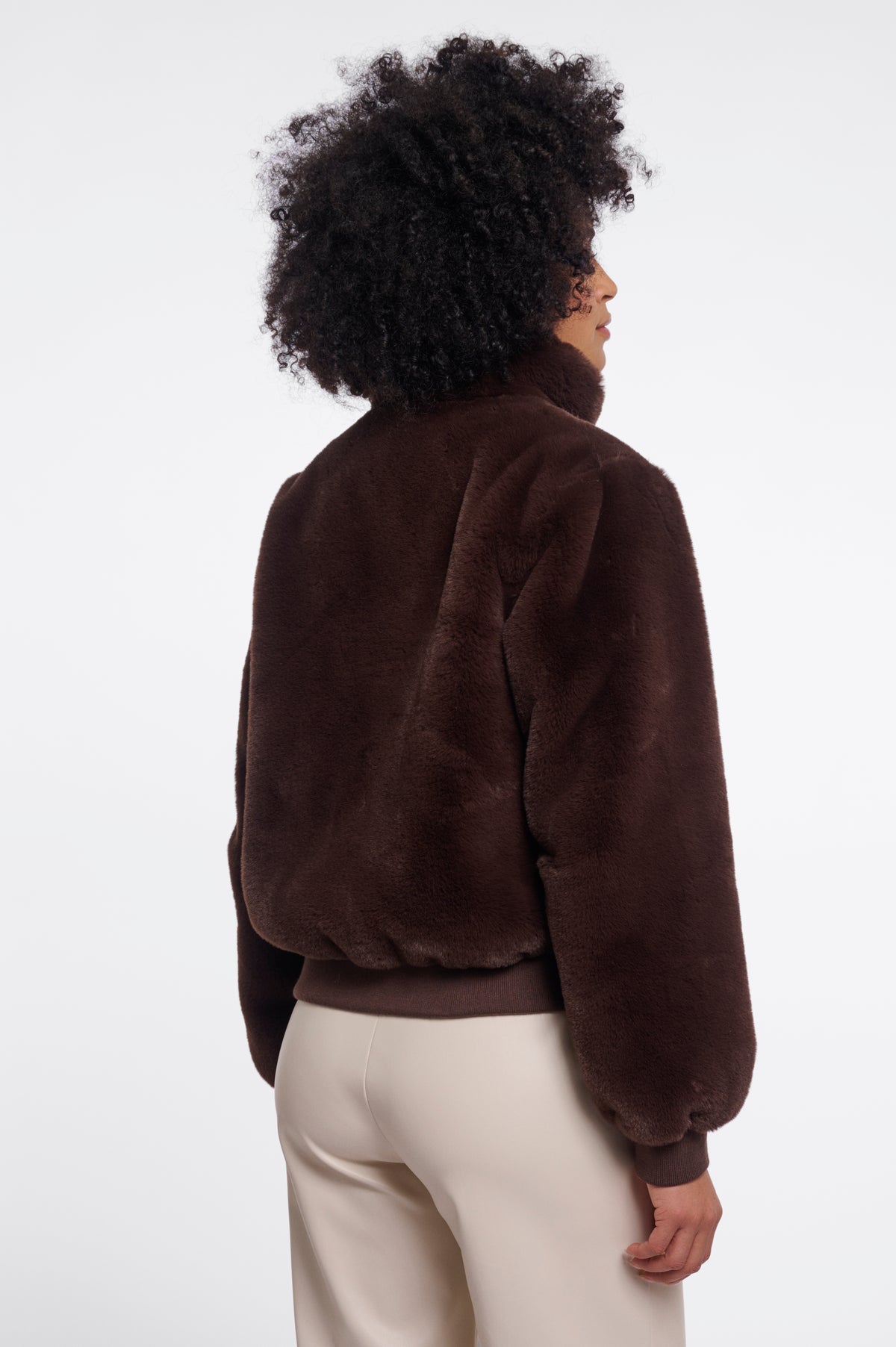 Rino & Pelle Ambra Short Faux Fur Jacket in Coffee Roast