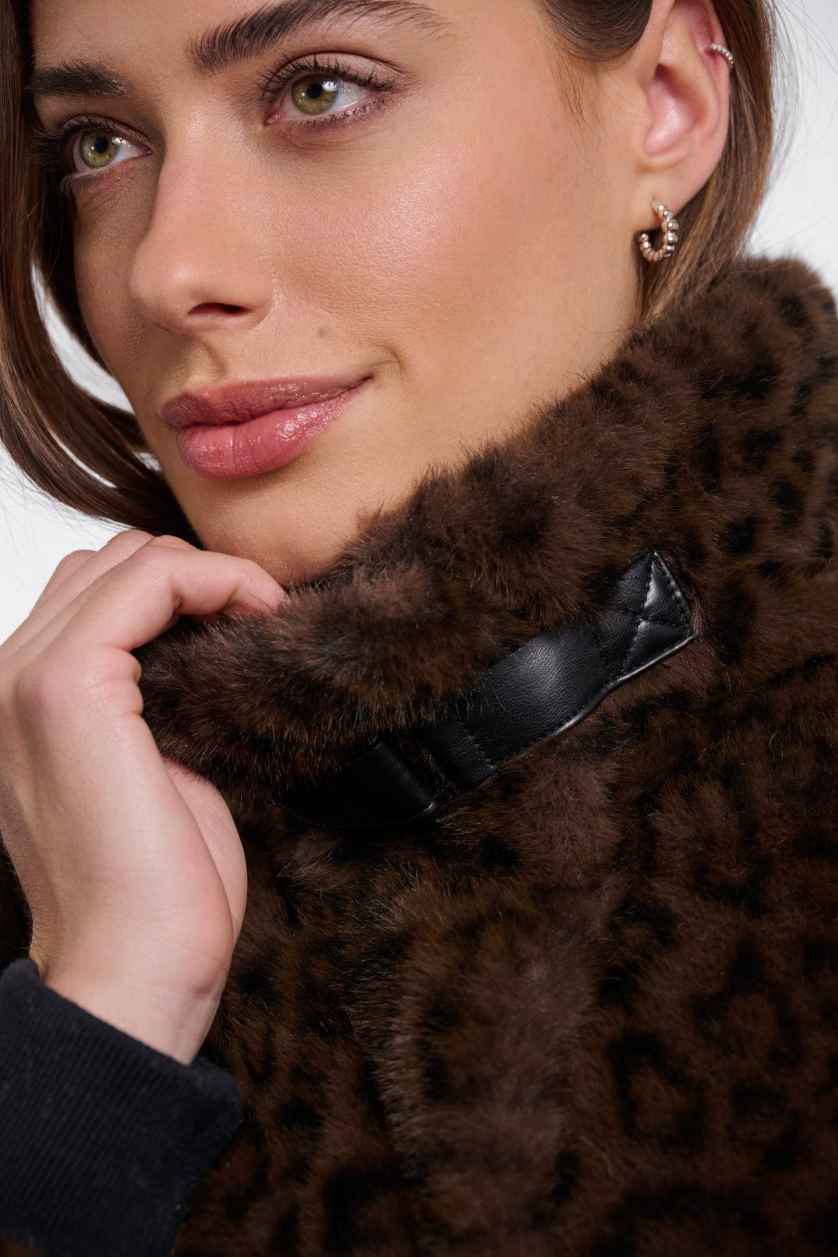 Rino & Pelle Ambra Short Faux Fur Jacket in Brown Leopard
