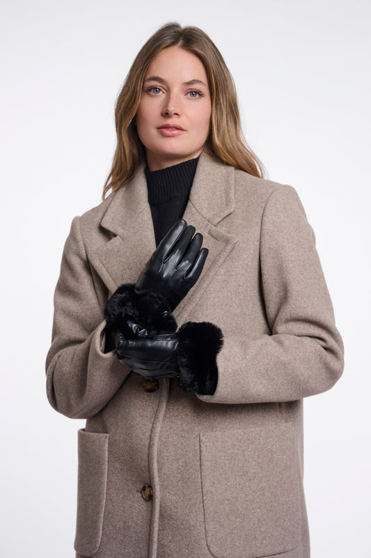 Rino & Pelle Arca Gloves with Faux Fur in Black