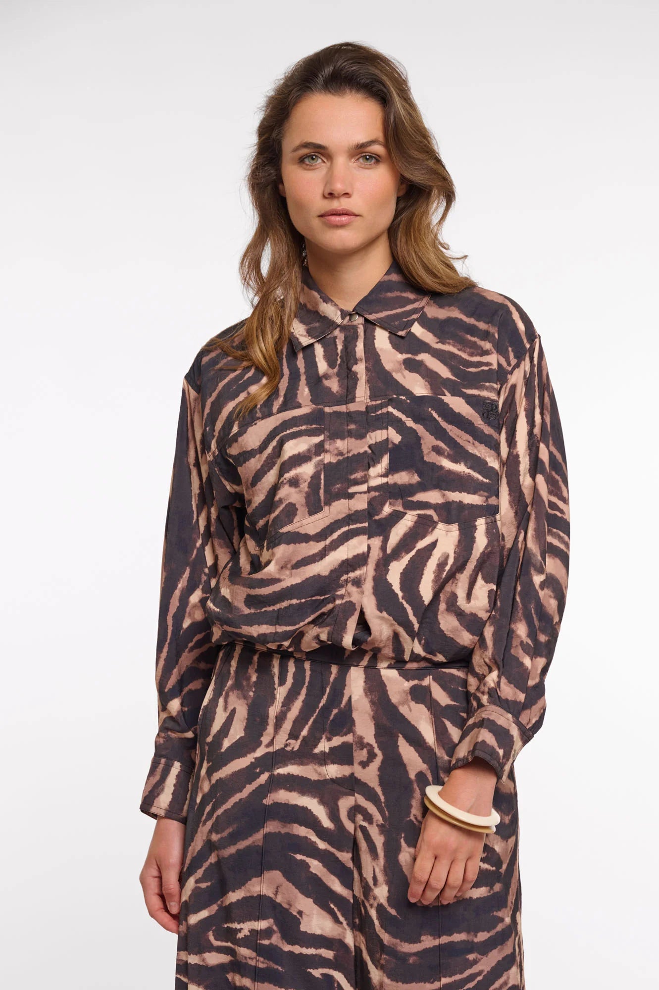 Rino & Pelle Auda Blouson Jacket in Brown Zebra