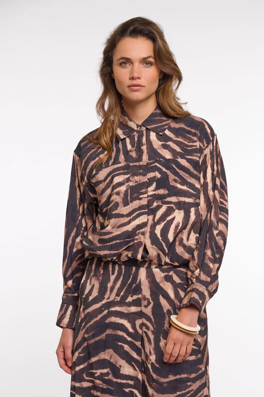 Rino & Pelle Auda Blouson Jacket in Brown Zebra
