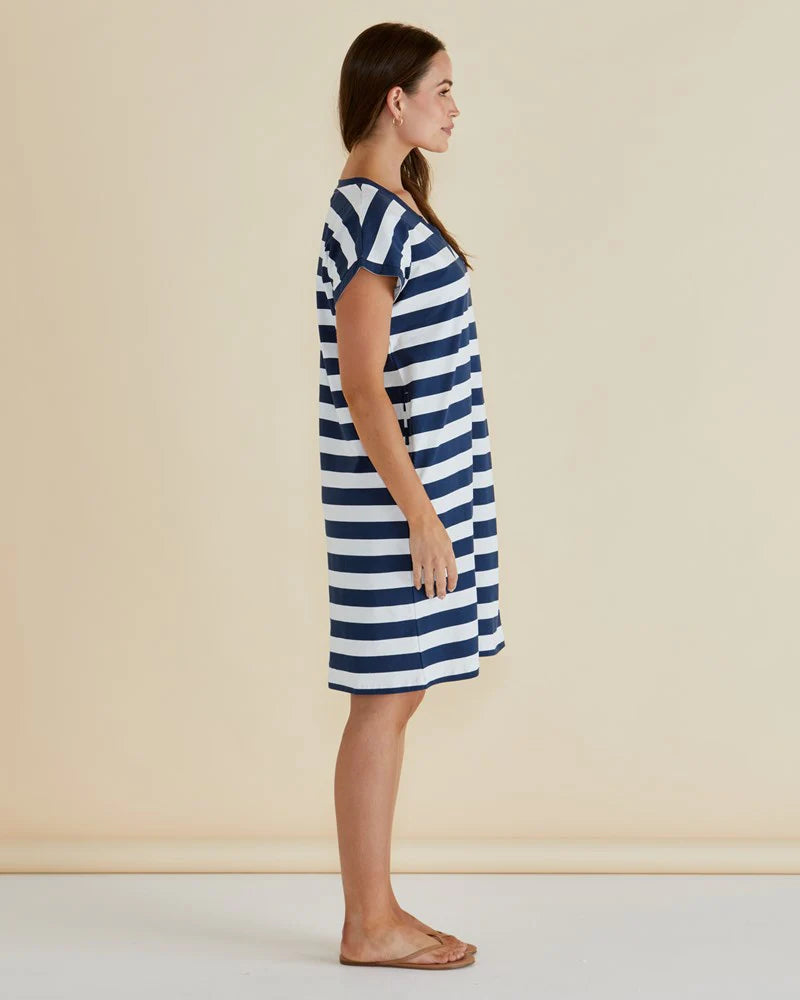 Betty Basics Zena Dress in Navy Stripe