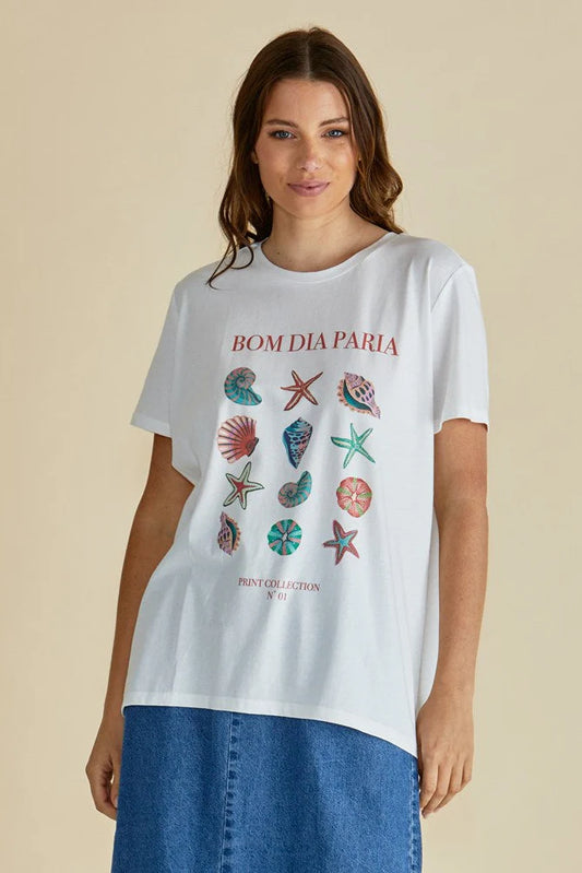 Betty Basics Ellia Crew Tee in Bom Dia Print