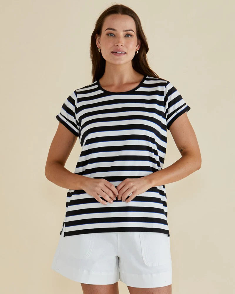 Betty Basics Cala T-Shirt in Blue/Black Stripe