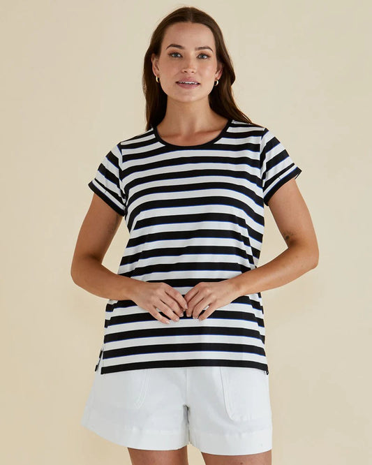 Betty Basics Cala T-Shirt in Blue/Black Stripe