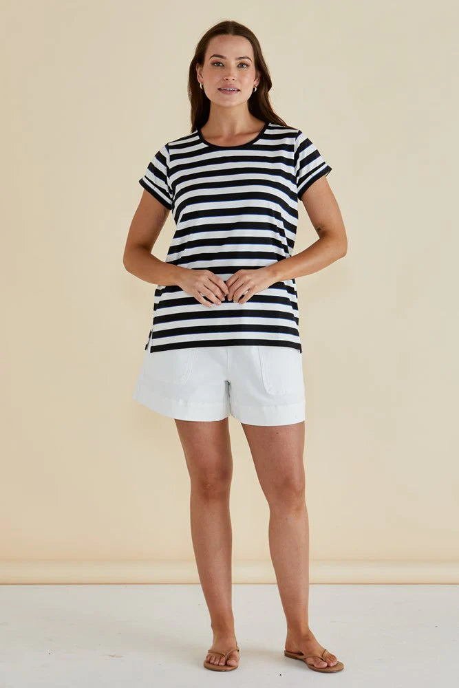 Betty Basics Cala T-Shirt in Blue/Black Stripe
