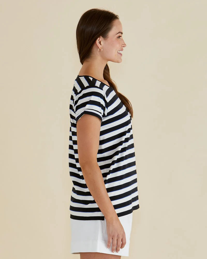 Betty Basics Cala T-Shirt in Blue/Black Stripe