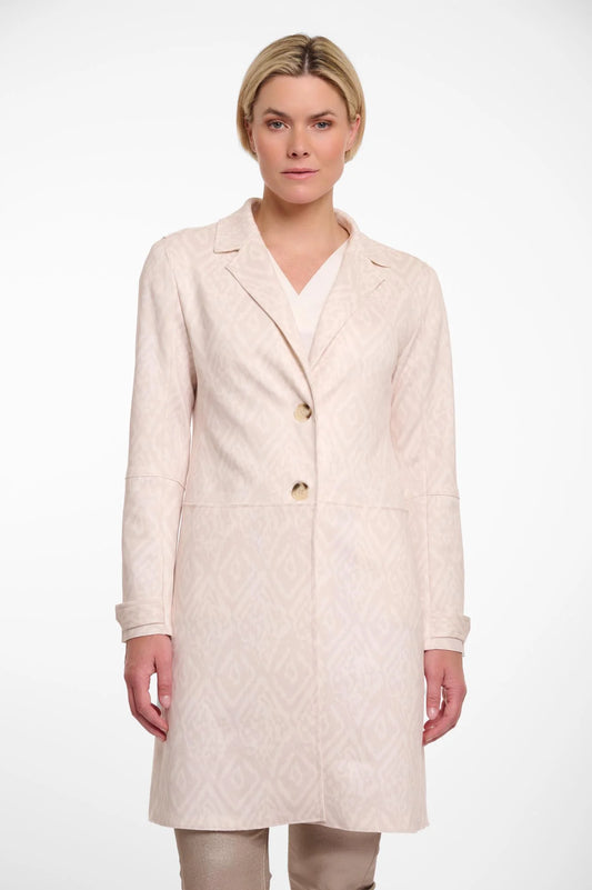 Rino & Pelle Babice Suede Coat in Birch Ikat