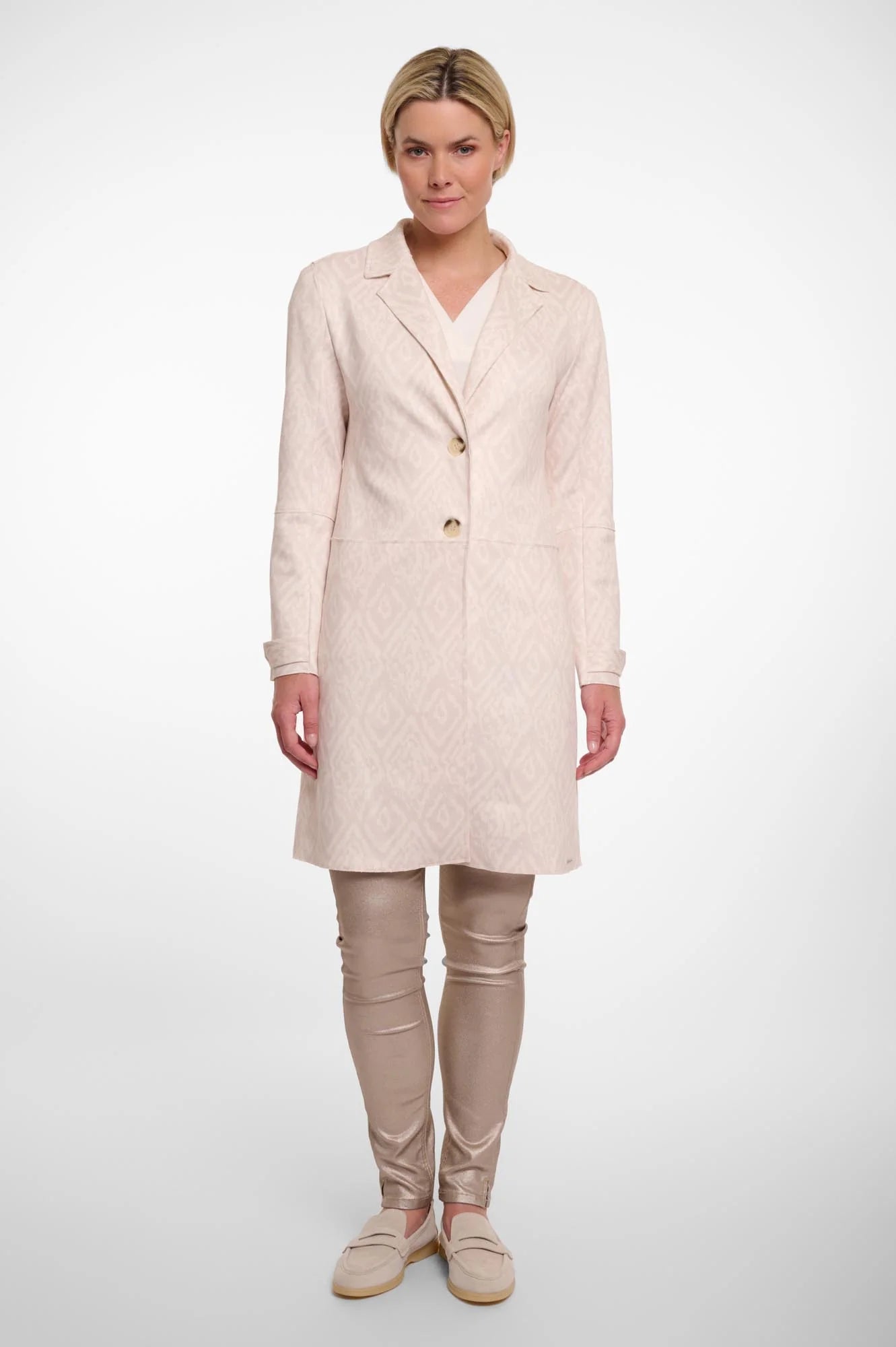 Rino & Pelle Babice Suede Coat in Birch Ikat
