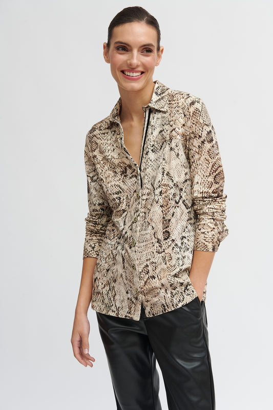 Beky Shirt in Snake Print Beige