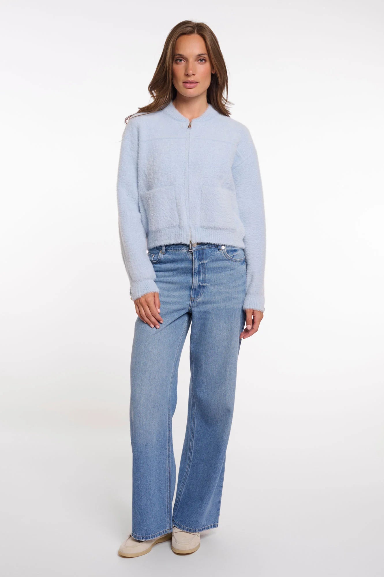 Rino & Pelle Bento Fluffy Cardigan in Light Blue